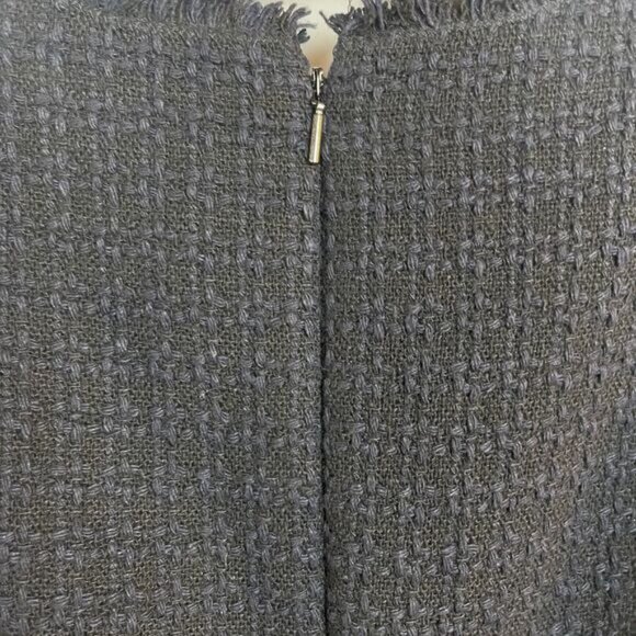 Rebecca Taylor Navy/Black Tiered Tweed Knit Fit & Flare Cap Sleeve Dress 4 - Picture 8 of 13